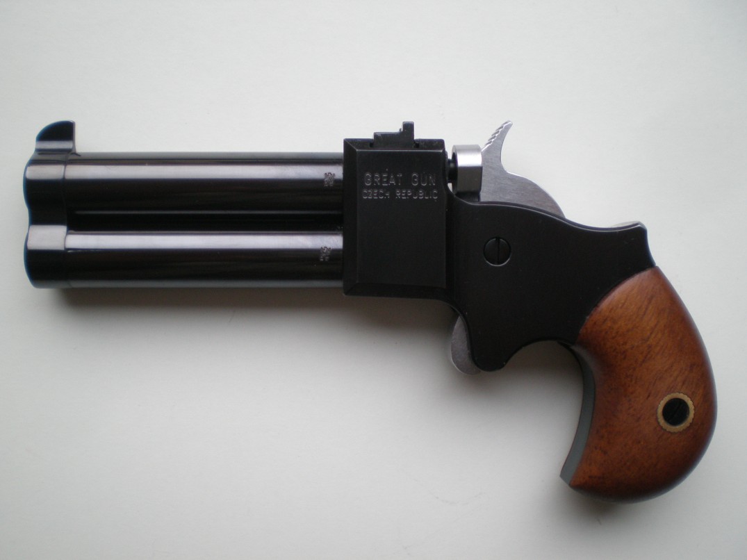 Derringer 9 mm 2,5 palce černěný, kohout a spoušť v tvrdochromu Derringer 9 mm 2,5 palce černěný, kohout a spoušť v tvrdochromu